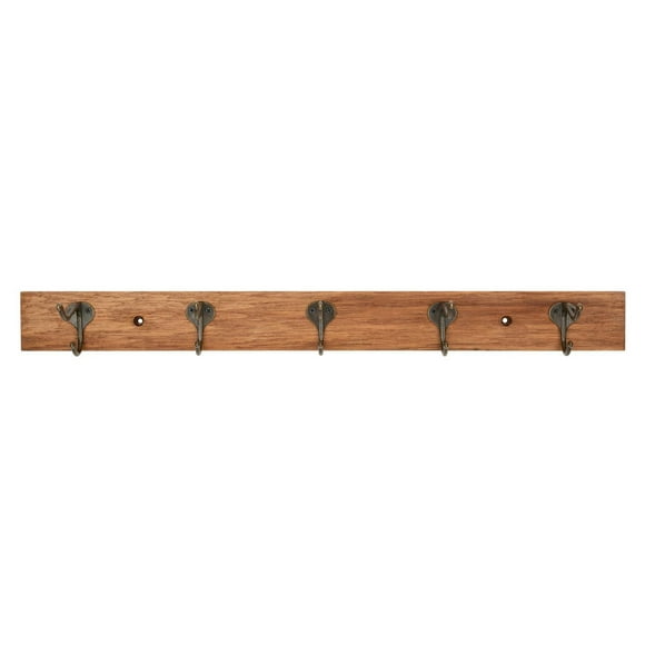 Era Farmhouse 5 Hook Wood Rail, Medium Stain