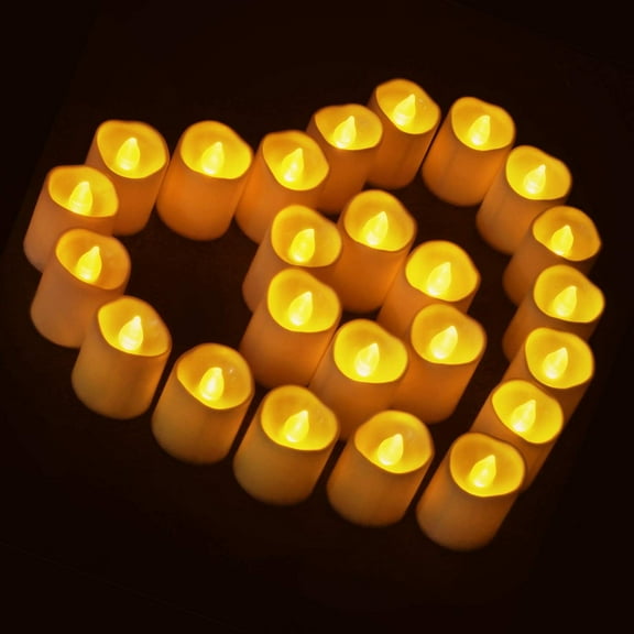 Novelty Place 24 Pcs Flameless LED Votive Candles Longest Lasting Battery Operated Flickering Tealight Candles