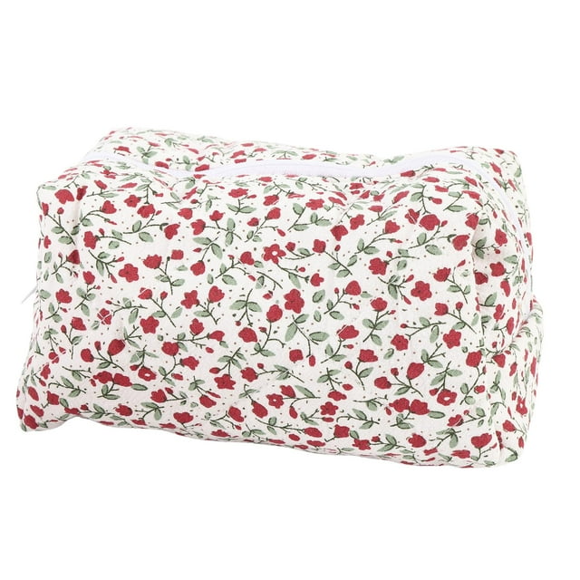 Bolsa De Maquillaje Acolchada Con Cremallera, Bolsa De Cosméticos Floral, Organizador De Artículos De Tocador De Viaje Suave Cómodo Para Almacenar Cosméticos Productos