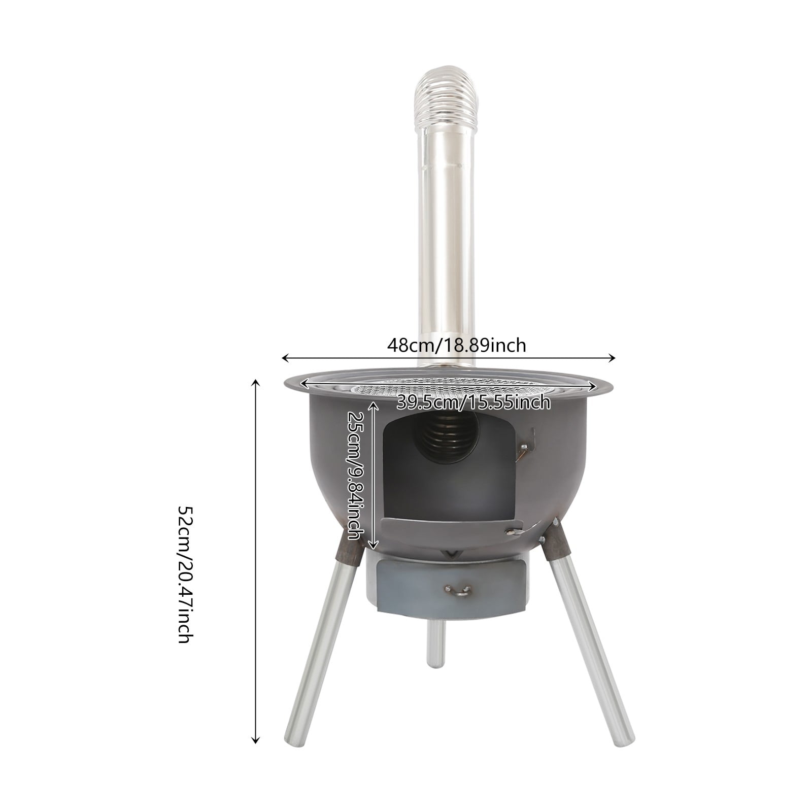 ToppiJoy Portable Wood Burning Stove, Camping Wood Stove with Grill & Chimney Pipe Multifunctional Rocket Stoves for Outdoor Cooking Woods Burning Tent Stove