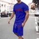 thumbnail image 2 of Playeras Deportivas De Verano Para Hombre, Camiseta Informal De Dos Piezas Con Estampado De Letras, Camiseta De Manga Corta Con Cuello Redondo Y Pantalones Cortos, 2 of 4