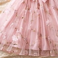 thumbnail image 4 of Girls Kids Floral Embroidered Tulle Bow Dress A-Line Princess Cut Ruffle Cap Sleeve Lightweight Summer Birthday Party Pink 3T,Size 5 T, 4 of 6