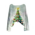 thumbnail image 4 of RXMEKW Chandail de Noël Imprimé pour Femmes, Col Rond Manches Longues Chandail Décontracté, Mélange Polyester Spandex, Vert Taille g, 4 of 4