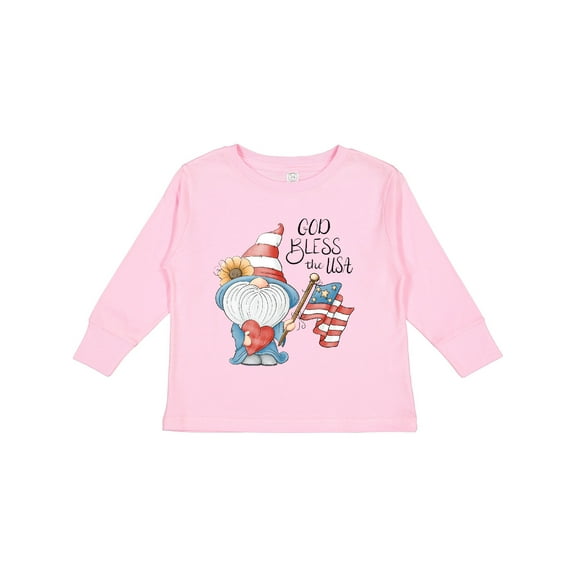 Inktastic God Bless the USA Gnome Boys or Girls Long Sleeve Toddler T-Shirt