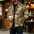 thumbnail image 6 of Delconic Mens Corduroy Jacket Loose Casual Turn Down Collar Long Sleeve Button Front Overshirt Camouflage Print Fall Winter Top Earthy Yellow L, 6 of 8