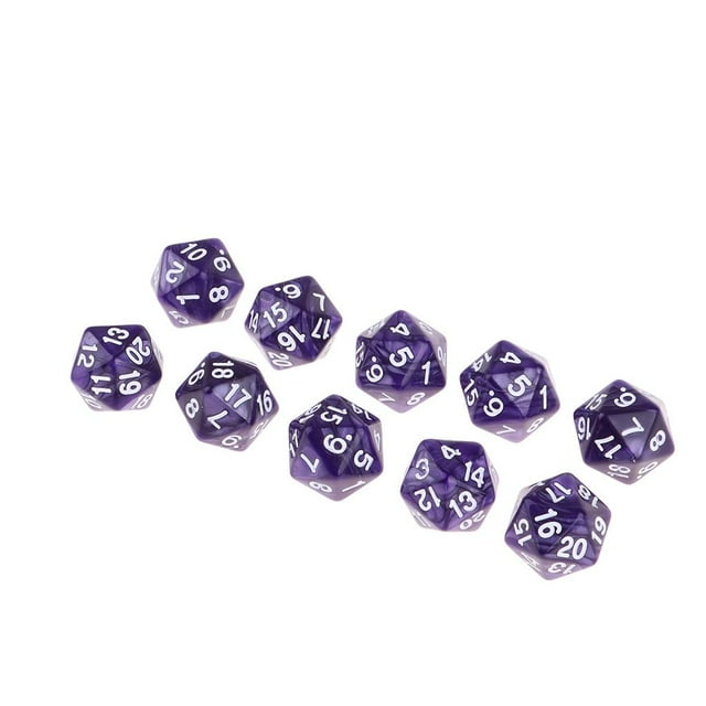 Paquete de 10 dados de veinte caras D20 RPG juegos de mesa dados púrpura perfke Dados de 20 caras