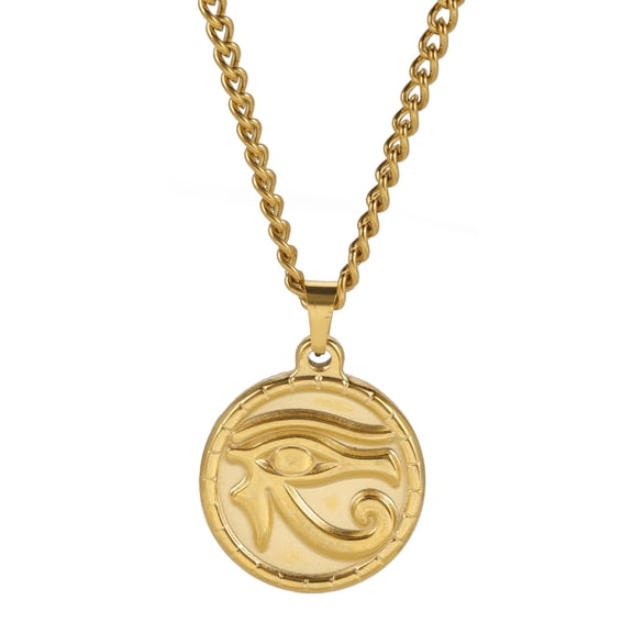 EUEAVAN The Eye of Horus Pendant Necklace Women Stainless Steel Gold Color Thick Chain Ancient Egypt Amulet Jewelry Gift