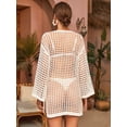 thumbnail image 3 of Alove Crochet Women's Hollow Out Swimsuit Cover Up Beachwear Long Sleeve Bikini Cover ups Loose, 3 of 7