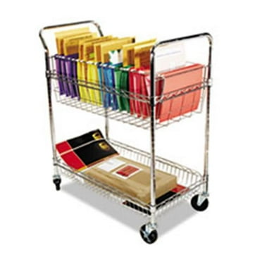 Alera MC3518SR Carry-all Cart- Mail Cart- Two-Shelf - Chrome
