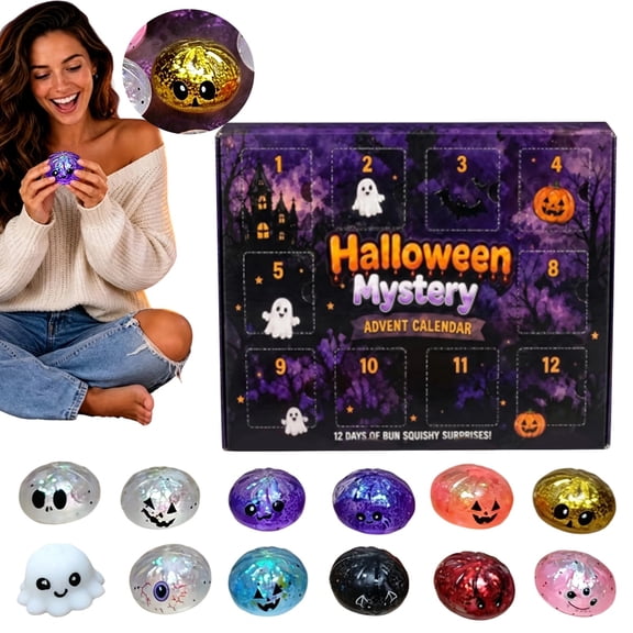 Crazy Fun Halloween Mystery Advent Calendar 2026,12 Days Spooky Ghost Dumpling Countdown Blind Box with Kawaii Squishy Dumpling Toys,Sensory Stress Relief Fidget Toys for Party Favors & Holiday Gifts