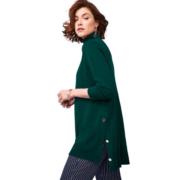 Jessica London Women's Plus Size Side Button Turtleneck