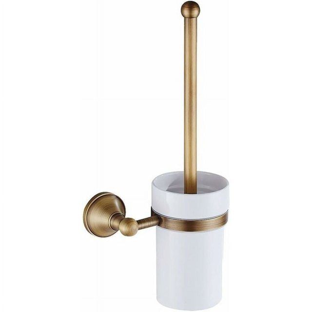 Portaescobillas de baño de bronce antiguo, accesorios de baño de diseño europeo clásico montados en la pared, construcción a prueba de óxido para mayor durabilidad