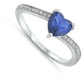 thumbnail image 4 of CHOOSE YOUR COLOR Blue Simulated Sapphire Heart Promise Ring .925 Sterling Silver Band CZ Female Size 6, 4 of 4