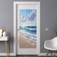 thumbnail image 3 of Blue Ocean Window Privacy Film Waves Beach Cloudy Sky Nature Seaside Scenery Decorative Glass Window Film UV Blocking Static Cling Non-Adhesive Sticker Covering for Home Door 35.4x78.7 inches, 3 of 7