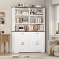 thumbnail image 3 of Homfa 69'' White Bookshelf with Drawers, 6-Tier 6 Cubes Display Bookshelf, 4 Doors Double Row Bookcase with Adjustable Shelves for Living Room Home Office, 3 of 11
