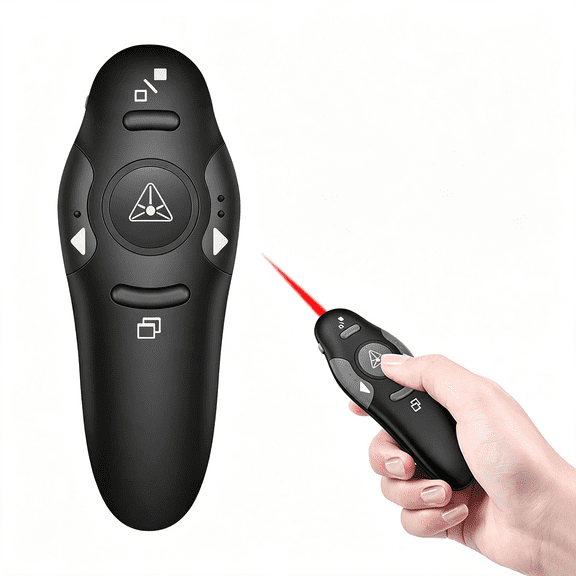 GJX Presentation Clicker with Red Laser Pointer,Rf 2.4Ghz Usb Wireless Presenter Remote Slide Clicker for Powerpoint Presentations for Computer Laptop Office Classroom