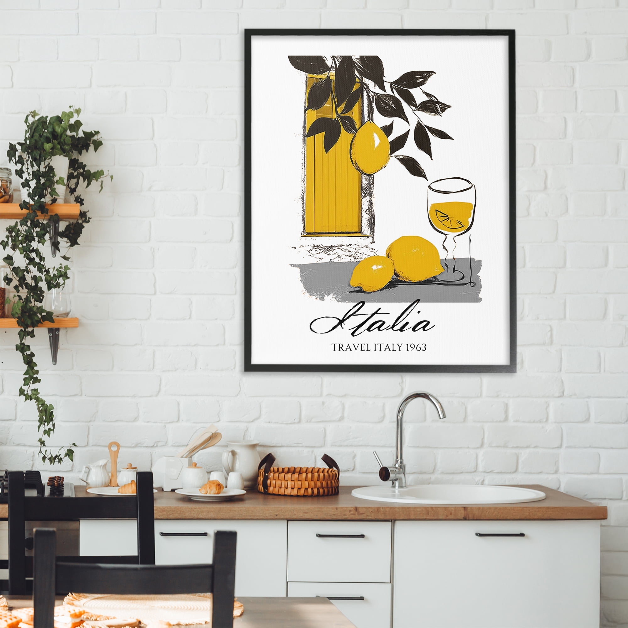 Stupell Industries Travel Italia Lemons Black Framed Giclee Art, design by Annabelle Hall