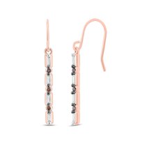 18K Rose Gold Vermeil Baguette and Champagne Diamond Dangle Earrings for Women, 1/6 Ct
