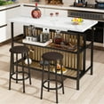 thumbnail image 2 of Furlinkhm Kitchen Island with Seating & Storage Shelf, Faux Marble Island Table for Kitchen, Modern Bar Table and Chairs Set for 2,Dining Table Set for Small Space,White, 2 of 9