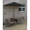 thumbnail image 2 of Blue Star Group Terrace Mates Adena All-Weather Wicker Coffee Color Table Set w/ 9'-Wide OFF-THE-WALL BRELLA - Black Sunbrella Canopy, 2 of 7