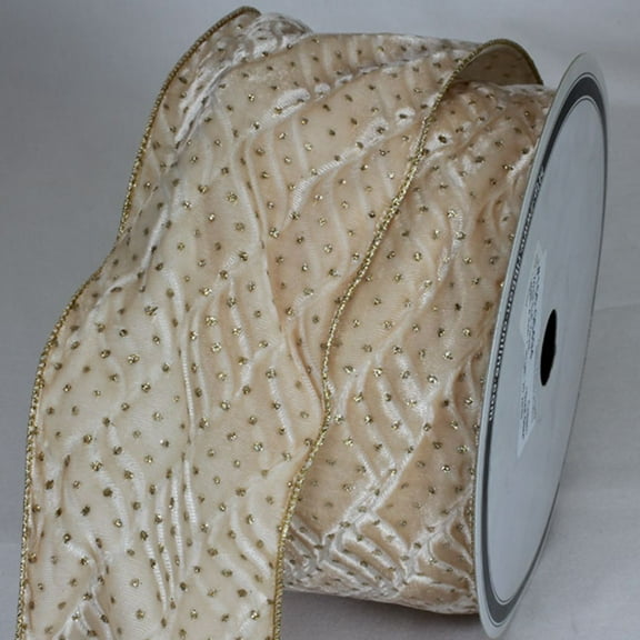 The Ribbon People Cream White Polka Dotted Wired Craft Ribbon 4" x 20 Yards