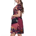 thumbnail image 2 of Sikiie Romantic Heart Guitar Print Women's Short-sleeved Dress, Round Neck Slim Knee-length Dress, Summer Clothing Suitable for Daily Leisure and Vacation, 2 of 6