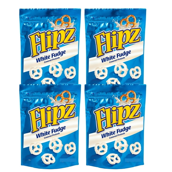 Flipz White Fudge Covered crunchy baked Pretzel, sweet and salty 5oz (4 Pack)