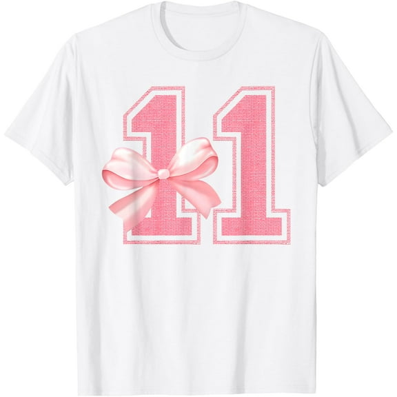 Birthday Girl Pink Coquette Bow 11 Year Old Aesthetic T-Shirt