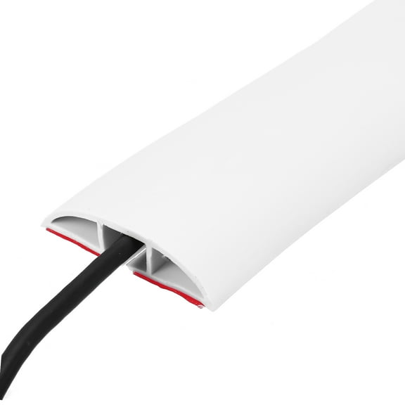 Floor Cord Cover 4ft, Extension Cord Hider for Floor Cable Management 0.47" W x 0.24" H, White