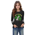 thumbnail image 4 of Girls St. Patrick's Day T-Rex Dinosaur Shamrock Long Sleeve T-Shirt Happy St. Pat-Rex Day Black,Size 11 T, 4 of 5