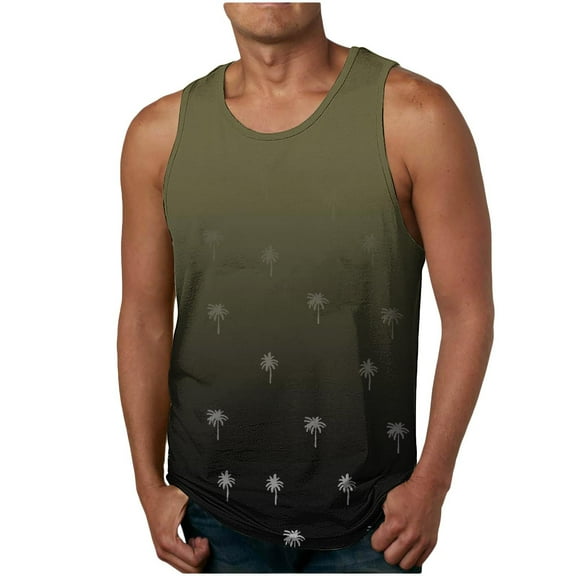 ALLLIST Summer Men's Tank Tops Cotton Green Pullover Gradient Undershirts for Men Size S-2XL