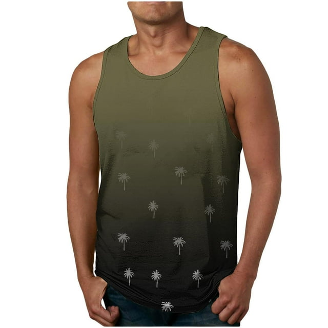 LOVZFMLL Tank Tops for Men's Fitness Home Wear Pajamas Color Solid Color T-shirt Sports