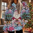 thumbnail image 4 of SwiftWear Women's Christmas Santa Print Fluffy Hoodie - Festive Plush Lined Pullover with Front Pockets, Cozy Holiday Loungewear Pink, 4 of 6