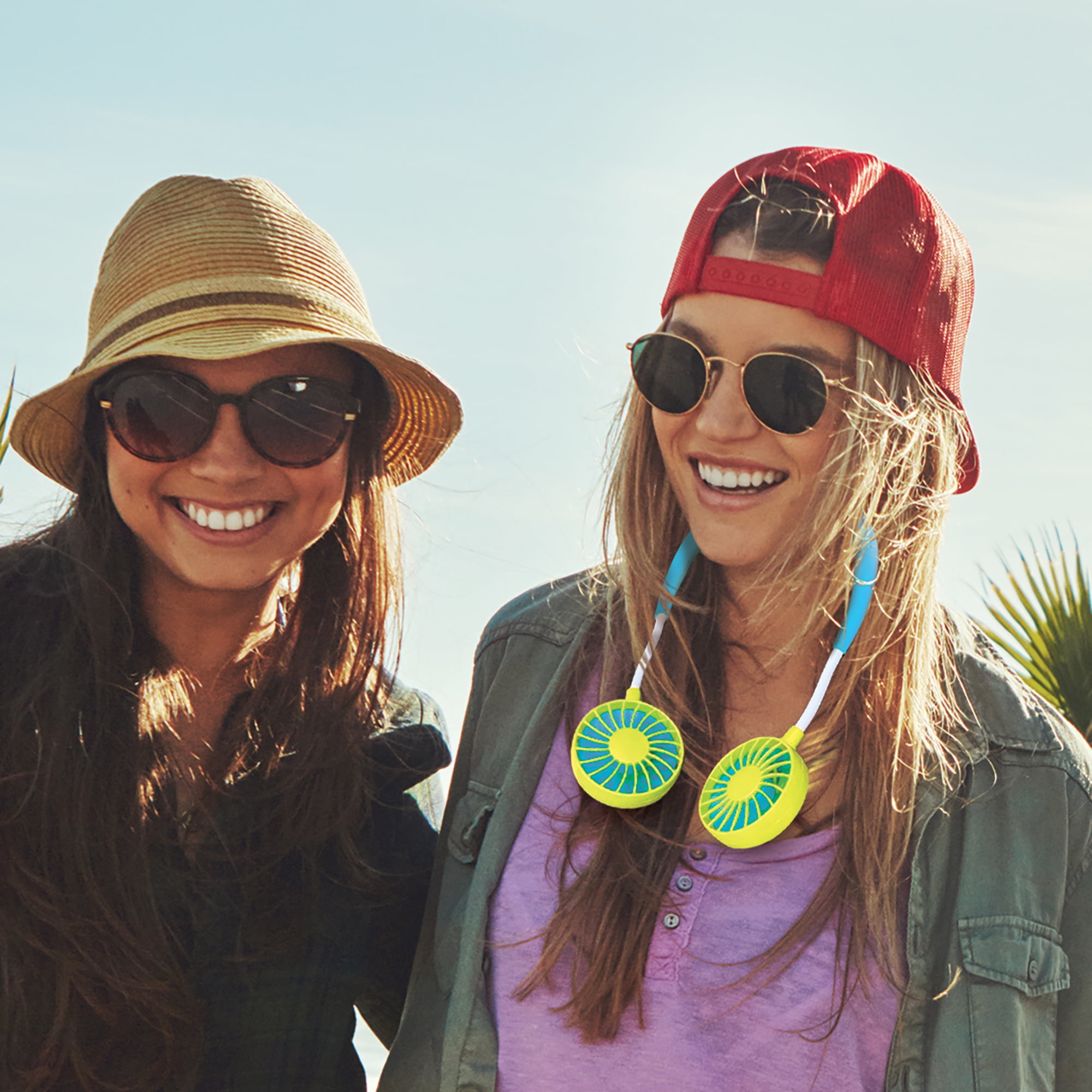 (5 pack) Banzai Wearable, Rechargeable and Personal Cool Fans with 3 Speeds and Sticker Included, Ages 14+