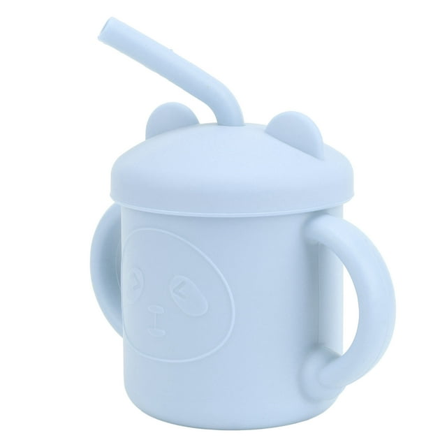Toddler Straw Cup, 4 Pcs Silicone Sippy Cup Panda Pattern Baby Learning Training Cup Spill Early Learning Snack And Drink Tumbler Trainer With Handles
