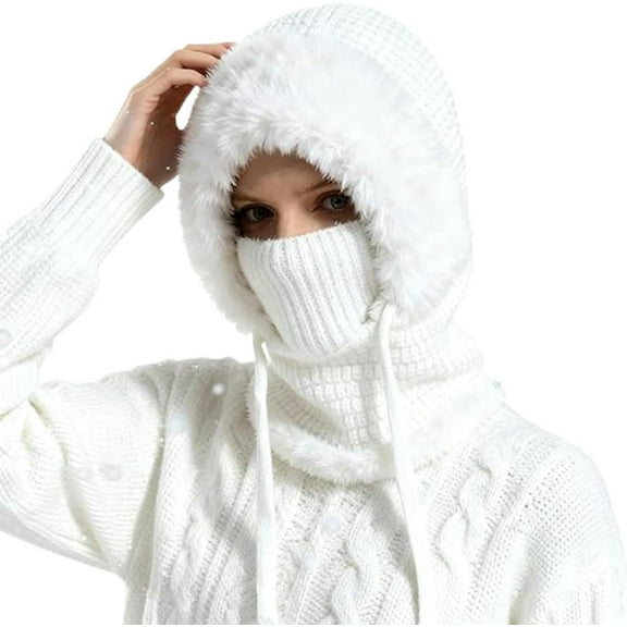 Averageon 3 in 1 Beanie Hat for Women, 2026 new 3-in-1 Knitted Beanie Hat, Winter Windproof Full Cover Cold Resistant Knit Hooded Scarf&Neck Warmer