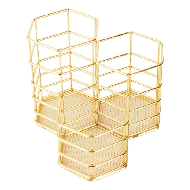simhoa Porte-Stylo Creux Compartiments Fournitures Accessoires Organisateur de Bureau Or