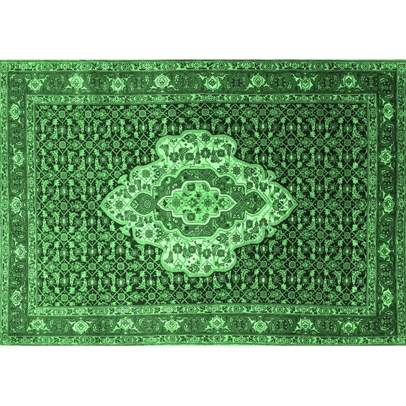 Ahgly Company Indoor Rectangle Medallion Emerald Green Traditional Area Rugs, 8' x 10'