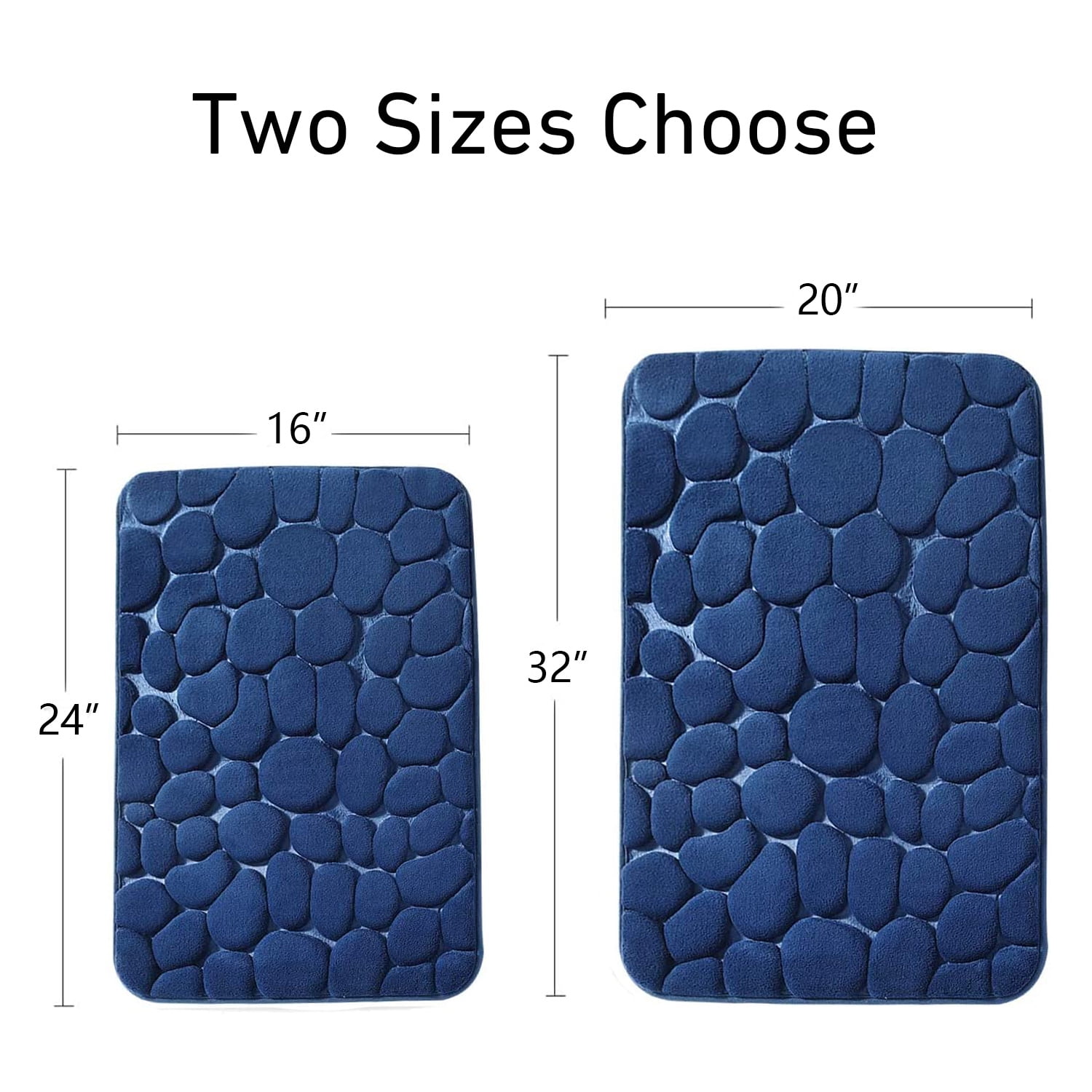 Stcomart Anti Slips Bath Mat, Soft Absorbent Bathroom Rug, 16"x24", Navy Blue