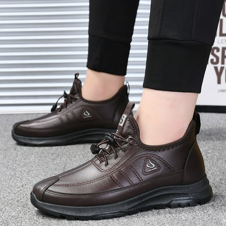 

Christmas New Plush Thickened Winter Snow Boots Big Cotton Shoes Leather Warm Non Slip Daddy Shoes