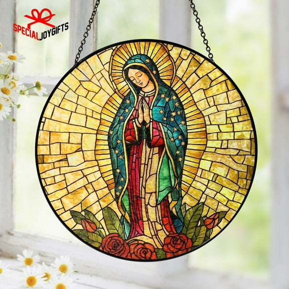 Our Lady of Guadalupe Stained Glass Suncatcher, Religious Virgin Mary Suncatcher, Guadalupe Window Hanger, Mother of God,Blessed Mother Gift