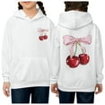 thumbnail image 2 of Bibifish Kids Hoodies Cherry & Bowknot Print Hooded Sweatshirts Soft Drawstring Hood Comfort Fit Casual Fall Winter Daily Wear Cute Hoodies, 2 of 5