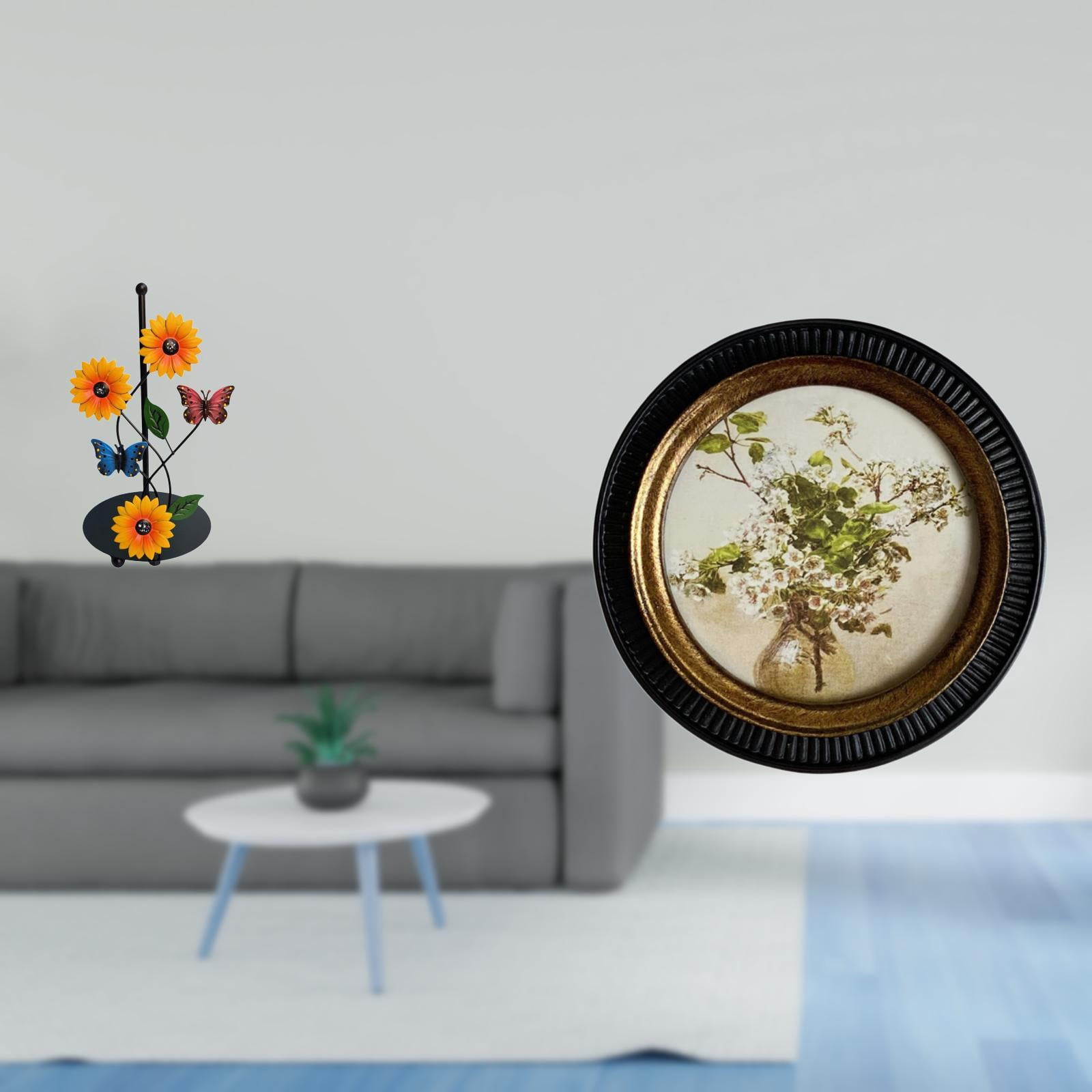 Fiocias Toilet Paper Holder Paper Towel Holder Countertop Round Picture Frame European Retro Resin Frame with Iron Base Suitable for Kitchen Bedroom Office Ho