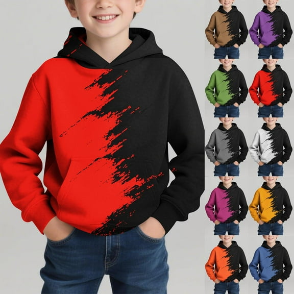 DxhmoneyHX Boys Hoodies Fashion Printed Christmas Sweatshirts Fall Winter Clothing Casual Loose Long Sleeve Athletic Tops with Pocket Size 11 Years