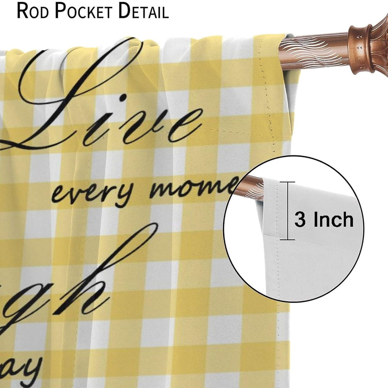 Sunflower Curtains Vintage Farmhouse Rustic Flowers Yellow White Buffalo Plaid Bedroom Living Room Bathroom Blackout Rod Pocket Decoration Window Drapes 2 Panels W26xL84in