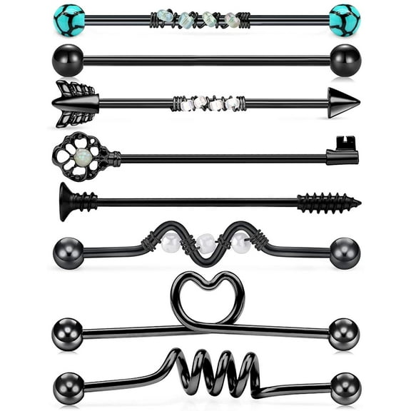 Briana Williams 14G Stainless Steel Industrial Barbell Earring Cartilage Body Piercing Jewelry 38mm 1&1/2 Inch Industrial Piercing Bar