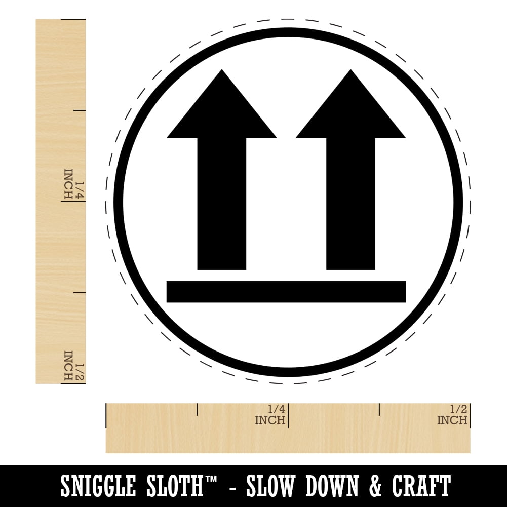 This Side Up Symbol Icon Self-Inking Rubber Stamp Ink Stamper - Blue Ink - Mini 1/2 Inch