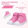 thumbnail image 4 of EUXTERPA Toddler High Top Canvas Sneakers Girls Pink Casual Walking Shoes Big Kid Size 1, 4 of 6