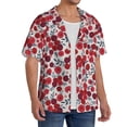 thumbnail image 3 of Salouo Red Hawthorn Pattern Cuban Collar Shirts for Men Button-Down Shirt Men's Short Sleeve Shirts Hawaiian Shirts Casual Shirts -Large, 3 of 6