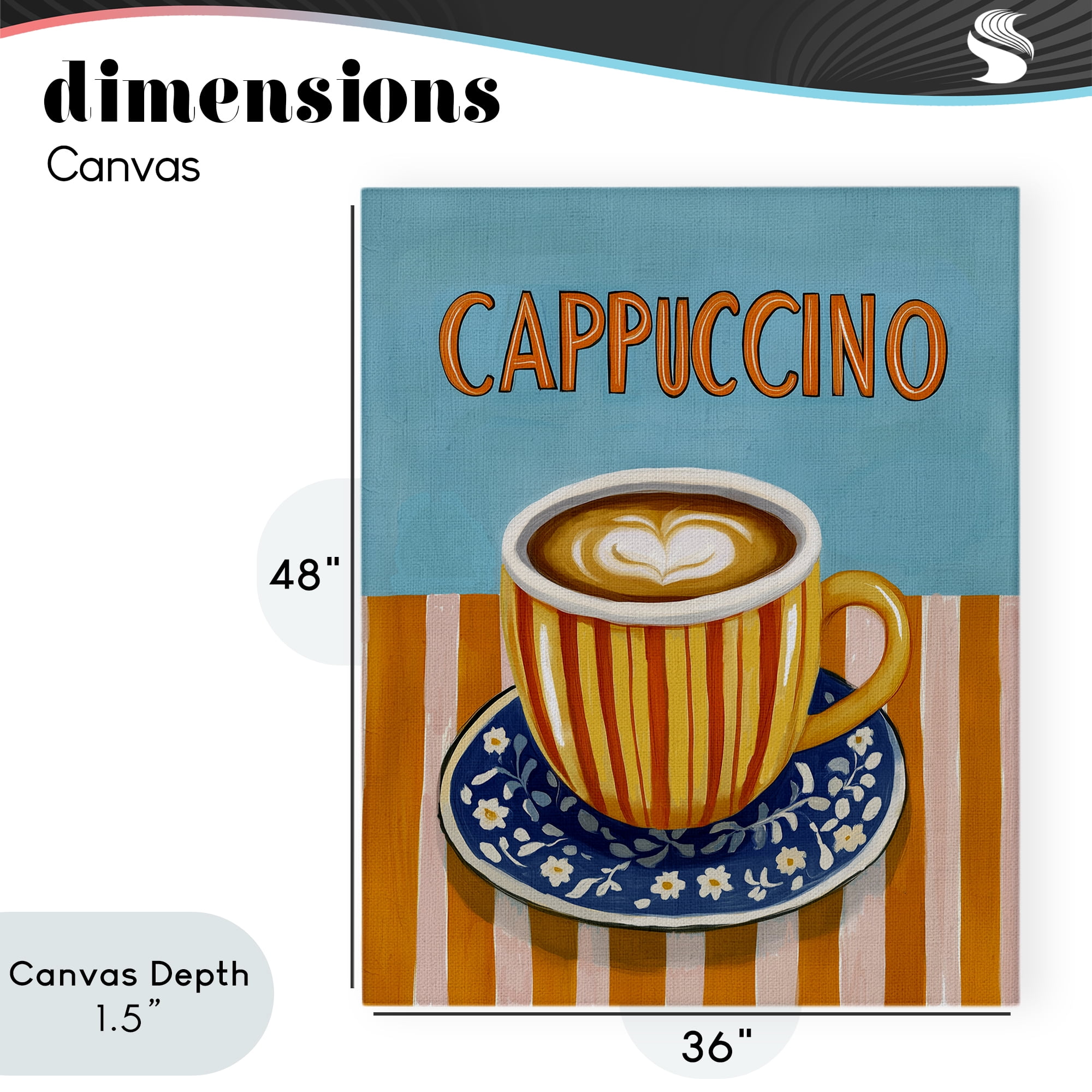 Stupell Industries Cappuccino Stripes Blue & Orange Canvas Wall Art, design by Yen